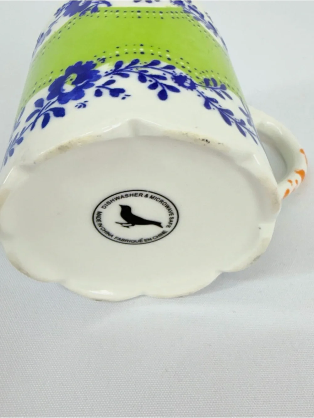Anthropologie Comedy of Manners Blue Green Scalloped Paint Splatter Coffee Mug